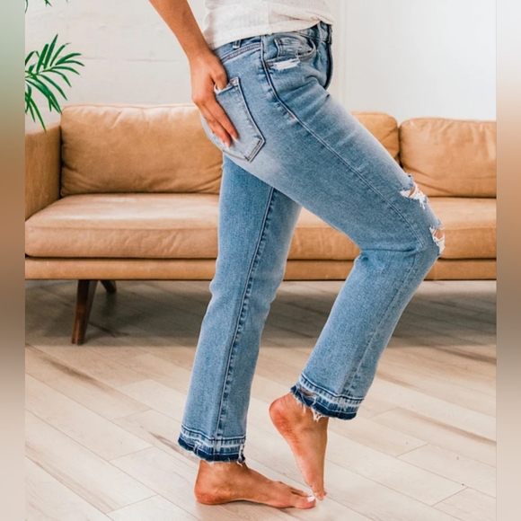 Vervet Lovervet Lena High Rise Straight Crop Released Hem Jeans Plus 14, 18, 20 - Picture 6 of 11
